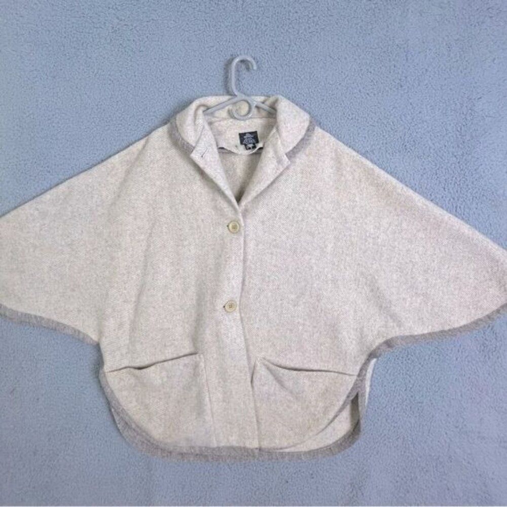 RUSK & FINCH WOMENS TAN WOOL PONCHO/COAT SIZE M/L - Picture 2 of 10